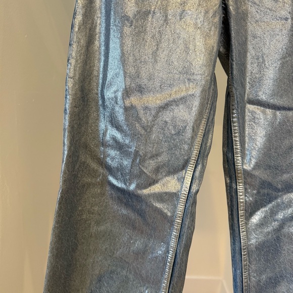 Zara Z1975 Mid Rise Straight Cut Metallic Jeans Sz 2 Eras Tour Festival Concert - Picture 9 of 11